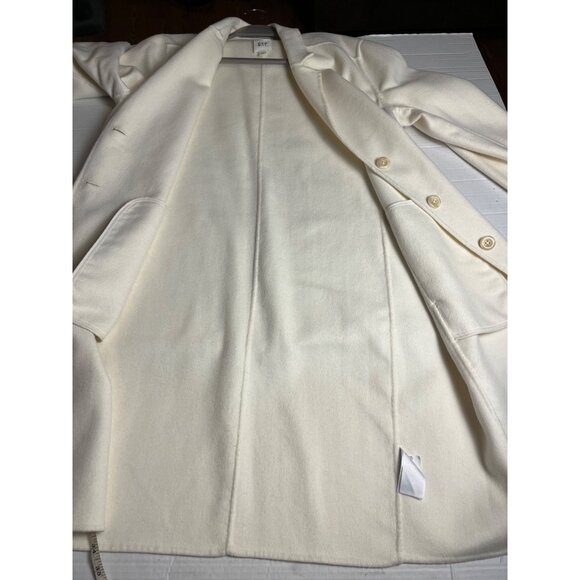 Gap Womens Wool Blend Ivory Button-Front Long Coat Size Large preppy classic - Picture 9 of 13